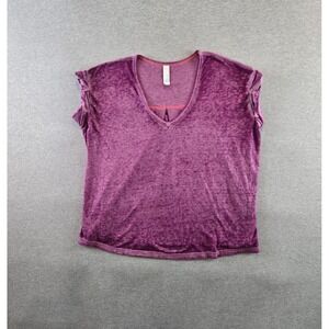 Free People Beach Shirt XS Eggplant Purple Keep Me Oversized Burnout V-Neck Tee